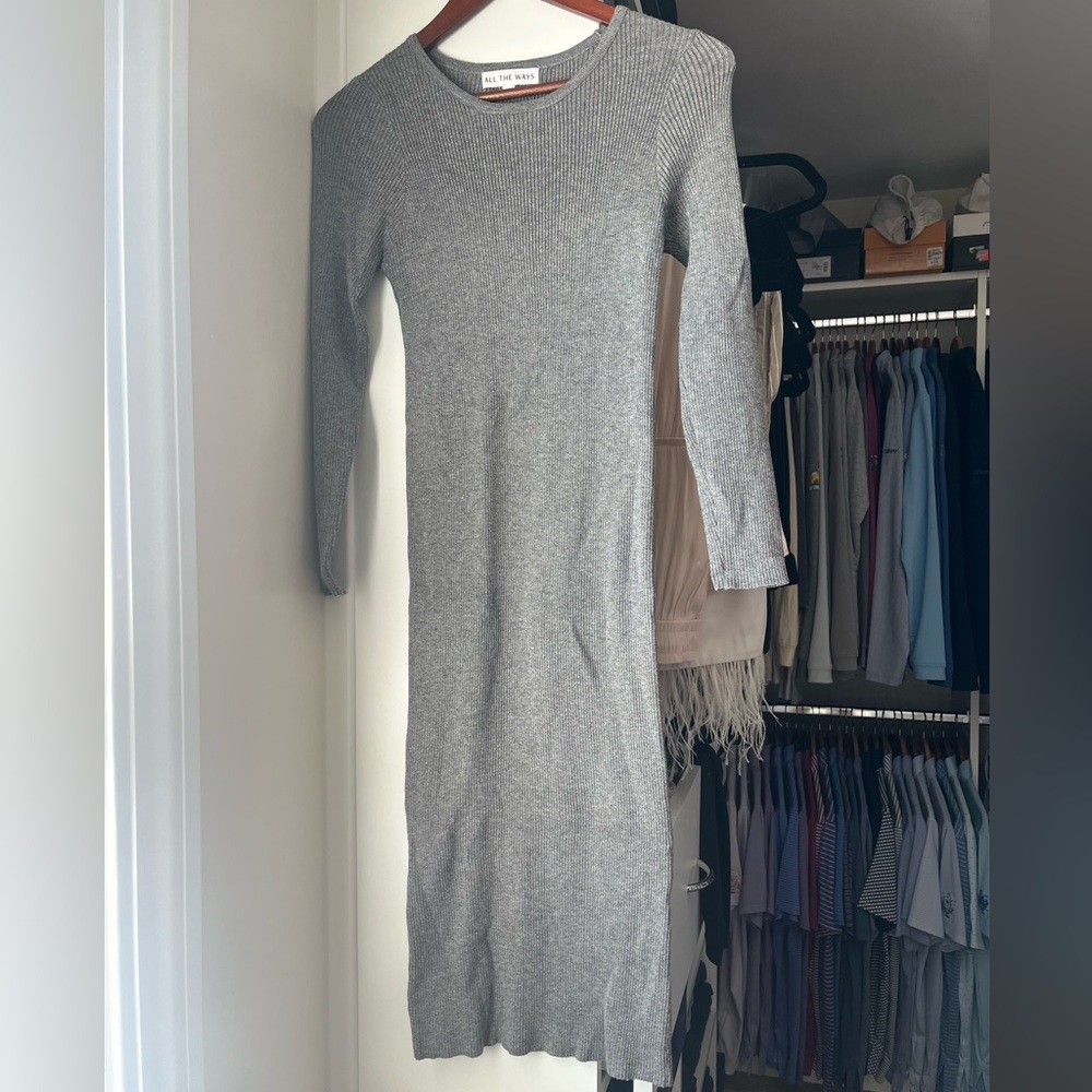 All The Ways Gray Ribbed Knit Dress